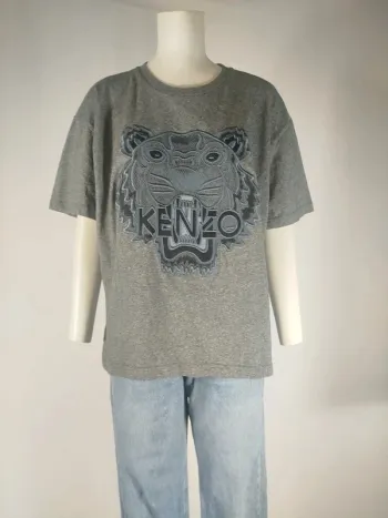 T-shirt gris Kenzo tigre brodé logo devant, coupe droite, taille XL A210