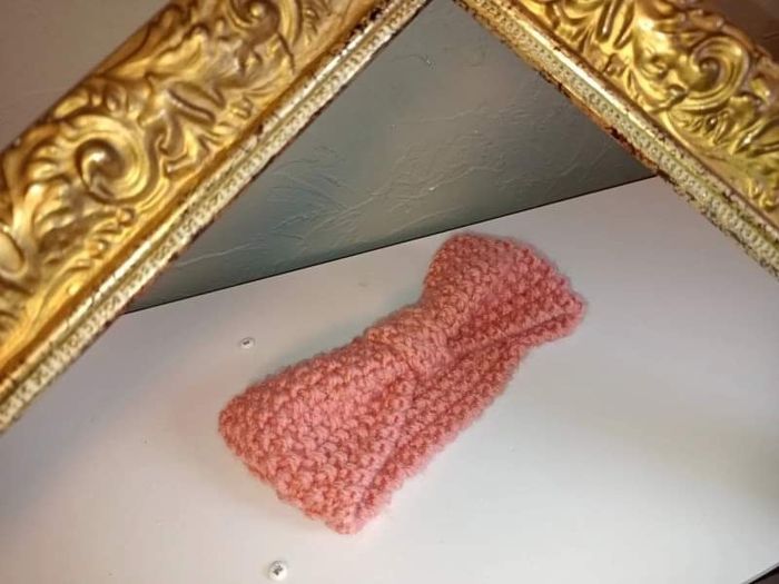 Bandeau laine rose neuf