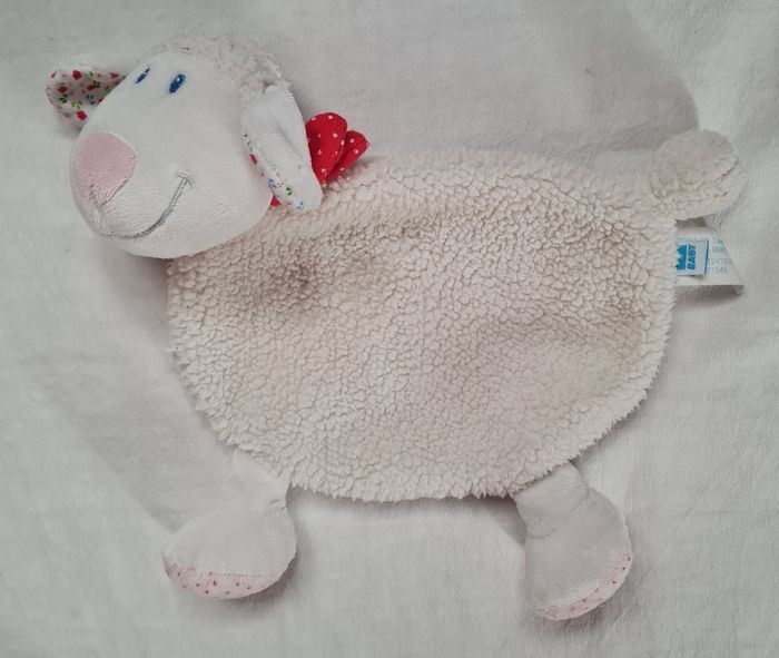Doudou plat mouton - Pattes rose à pois - Tex