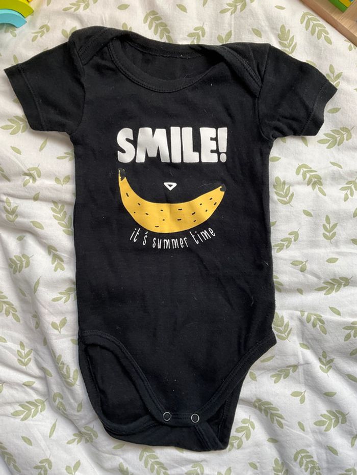 body manches courtes noir impression banane 12 mois - photo numéro 3