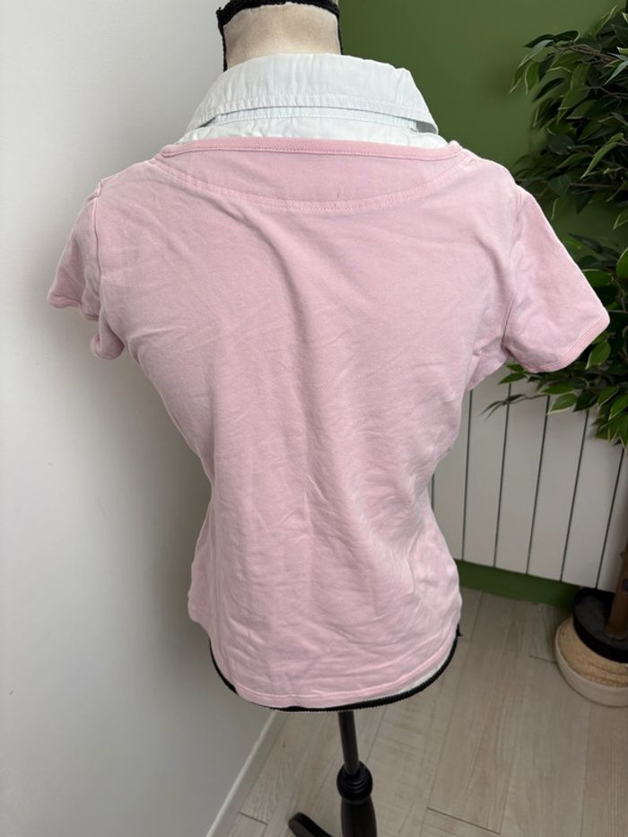 Haut Pepe Jeans | Rose pâle et blanc | Taille 40 - photo numéro 2