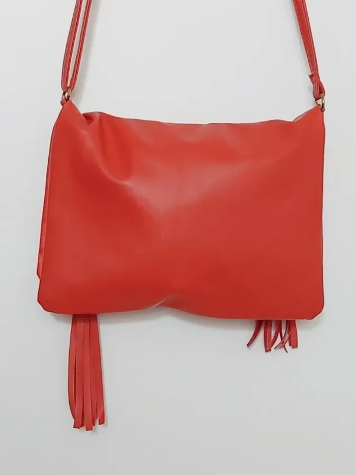 Pochette bandoulière corail pompon effet cuir vintage - photo numéro 5