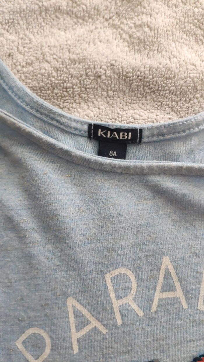 Robe bleu clair Kiabi 8 ans coeur sequins - photo numéro 3