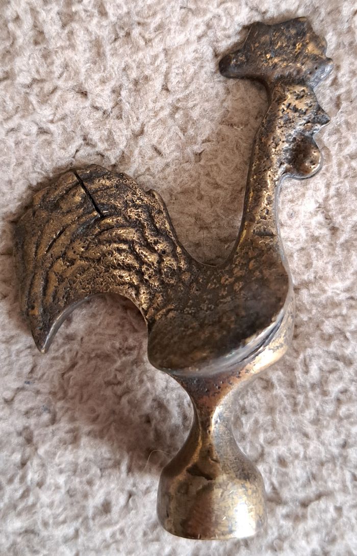 🗿 Statuette en métal doré - coq - photo numéro 2