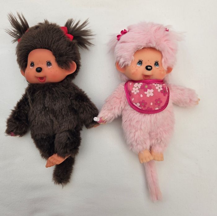 Lot de 2 peluches Kiki Monchhichi marron et rose - photo numéro 2