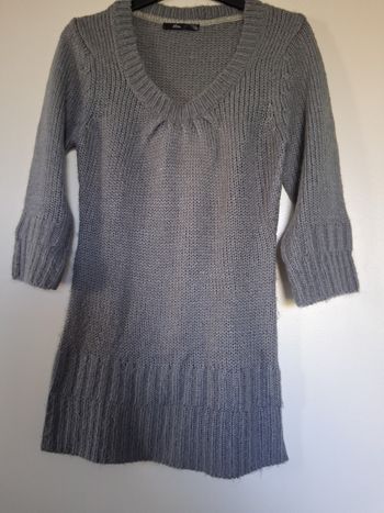 Pull fin manche courte  gris " t - S