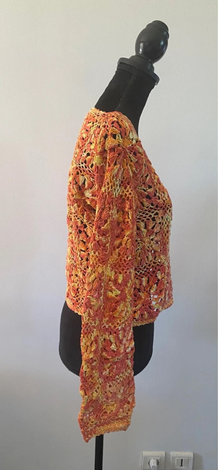 Pull Palme en maille crochet taille S - photo numéro 8