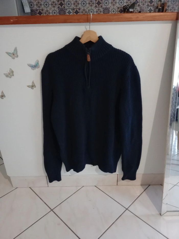Pull homme type camionneur XXL bleu marine c86