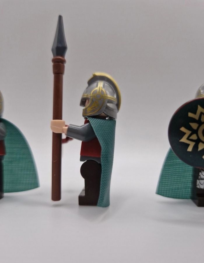 Figurines type lego 4 guerriers du rohan seigneur des anneaux / hobbit - photo numéro 3