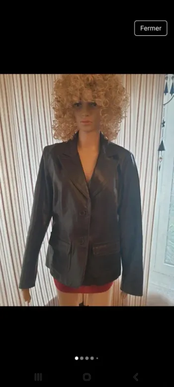 Veste Blazer en cuir Marron Etam fr 44 be 42