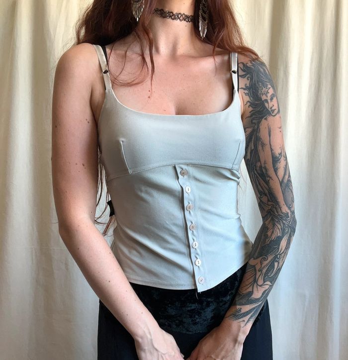 Débardeur court pailleté beige vintage made in France 🇫🇷 Coquette y2k - Taille S/M - photo numéro 3