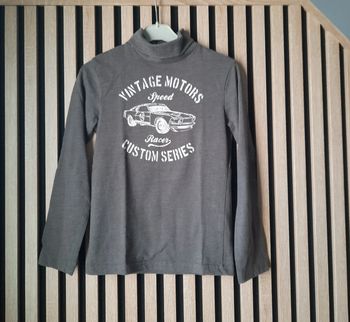 Pull col roulé col montant gris 8 ans