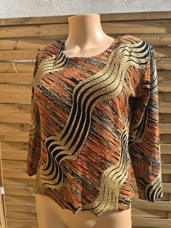 Blouse manche 3/4 imprimé 🍒vintage 70 Niki fabriqué en France m🍒taille 38