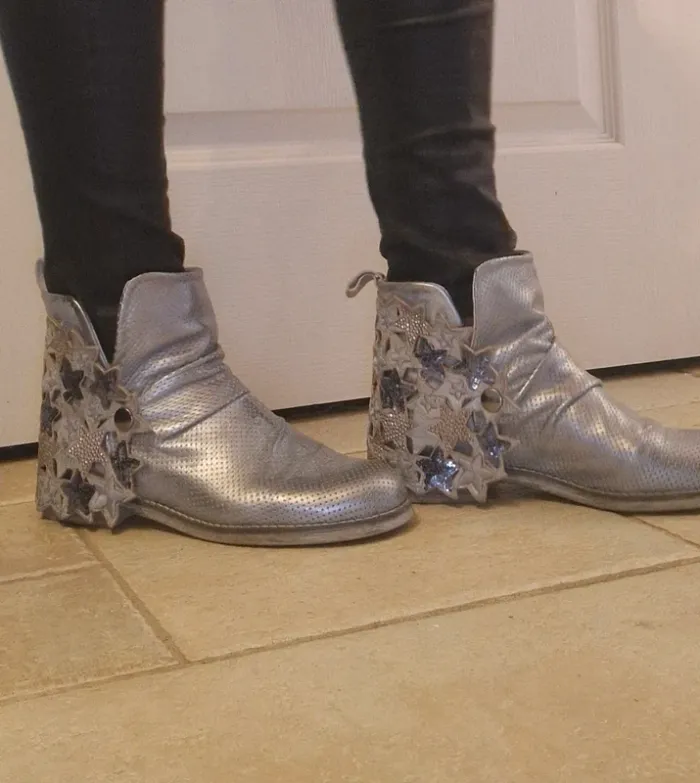 Bottines Métisse en cuir argent/bleu - photo numéro 14
