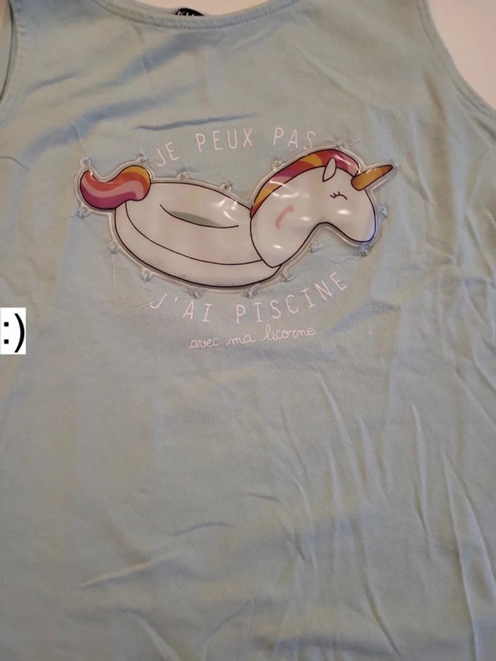Débardeur bleu licorne 10 ans - photo numéro 2
