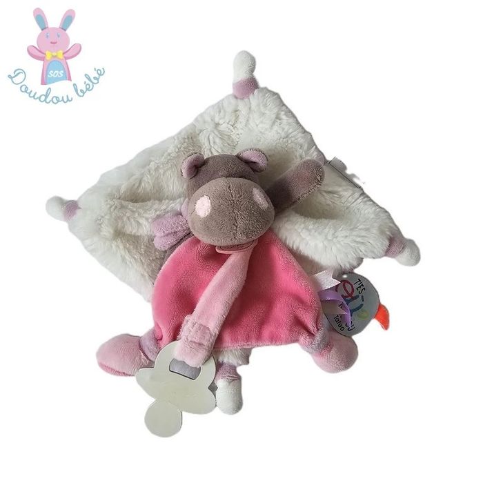 Hippopotame plat rose blanc marron Tatoo Doudou et Compagnie