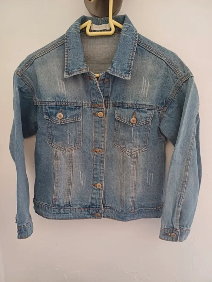 Veste en jean effet usé