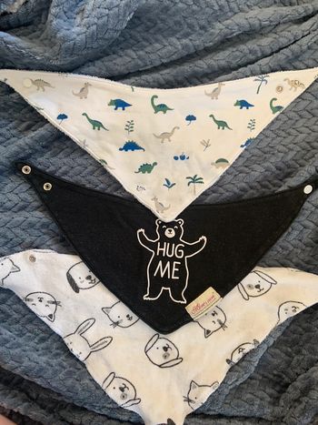 Lot de 3 bavoirs en triangle, bandana anti bave, bébé