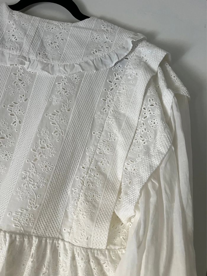 Robe Russa Blanche Brodée Claudie Pierlot Taille 42 - photo numéro 13