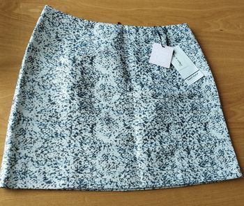 Jupe trapèze blanc bleu et doré taille 42 Naf Naf