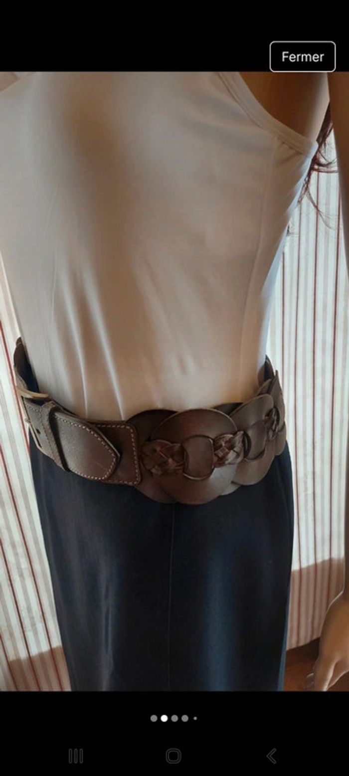 Ceinture Talking French en cuir Marron 80cm - photo numéro 2