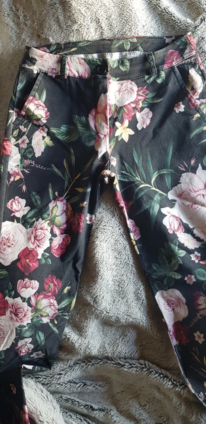 Pantalon été fleuri taille s - photo numéro 5
