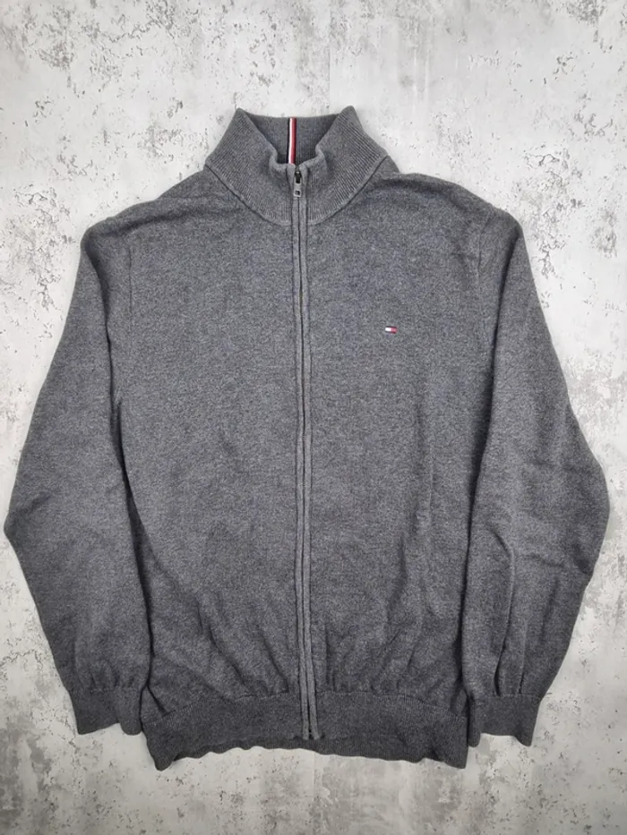 Veste zippée Tommy Hilfiger gris foncé – Taille XL Hommes (mesures en photos) - photo numéro 3