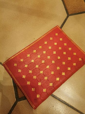 Couverture carnet en cuir rouge et doré
