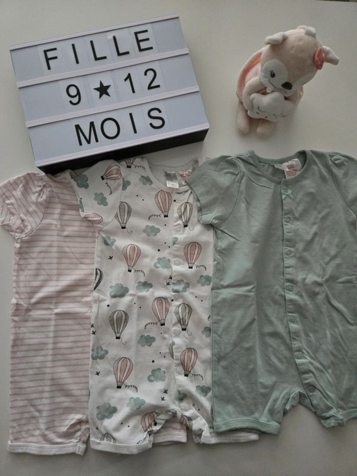 Lot de 3 combishort H&M 9/12m