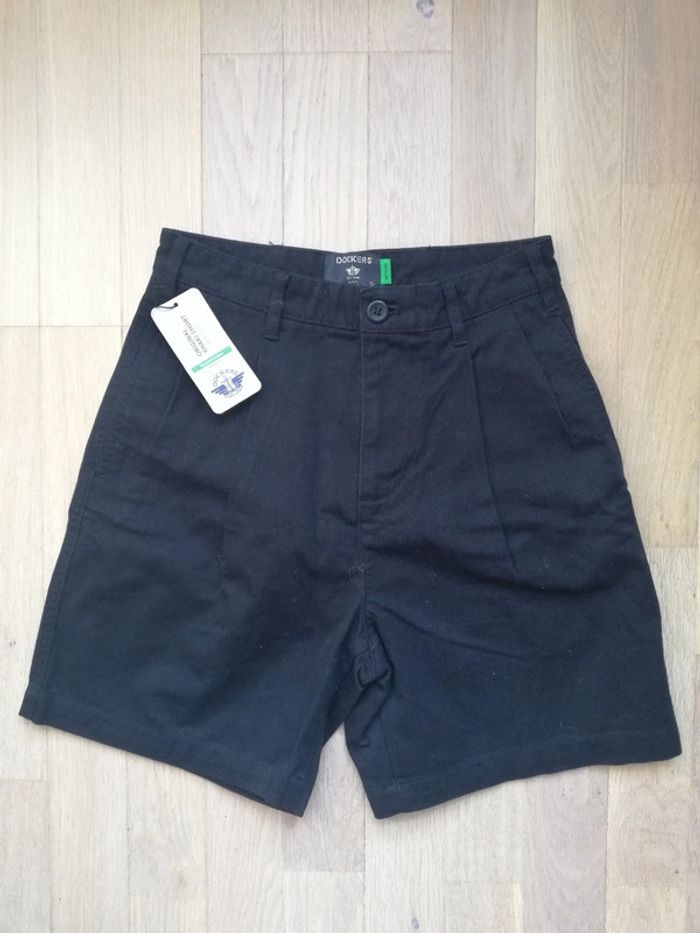 Short dockers noir khaki pleated recycled coton taille xs femme neuf