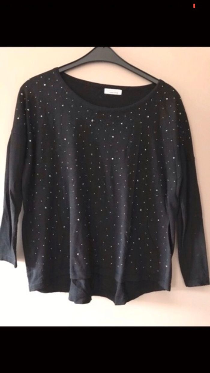 Pull noir strass