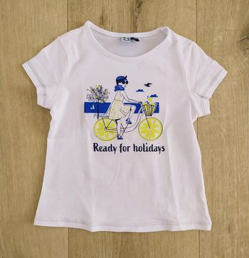 T-shirt manches courtes fille blanc taille 4/5 3 Pommes