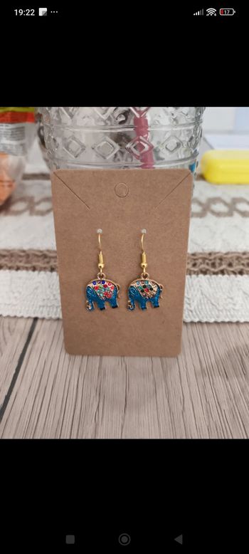 Boucles d'oreilles éléphant bleu