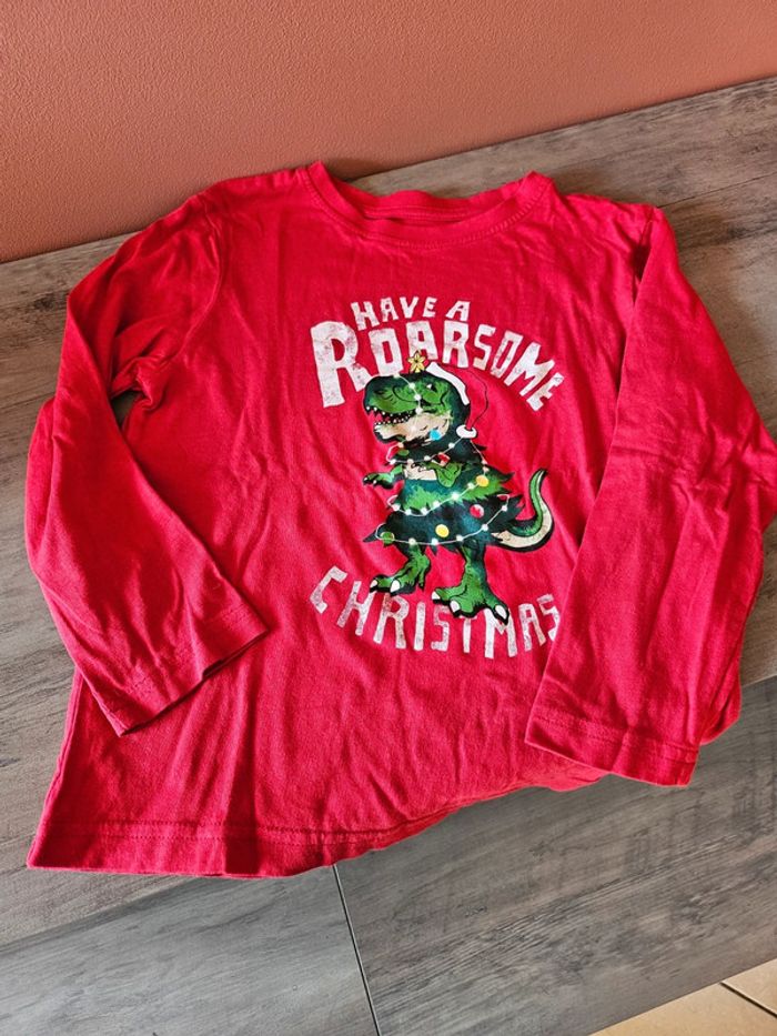 Tee shirt manches longues dinosaure Noël