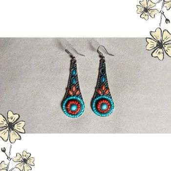 Boucles d’oreilles pendantes style bohème coloré