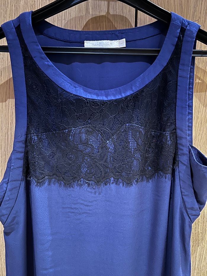 Top See U Soon  bleu marine dentelle noire - photo numéro 4