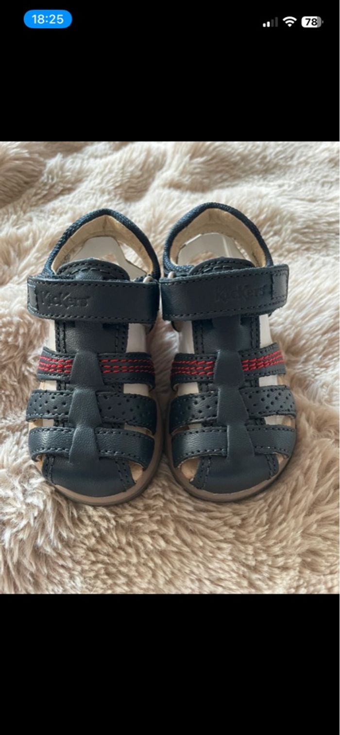 Sandales Kickers Platinium marine neuves – taille 20 - photo numéro 6