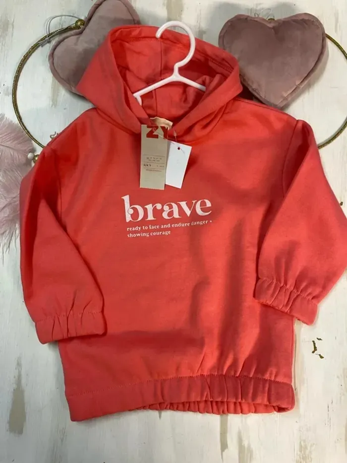 Sweat à capuche fille - neuf - Zippy - Taille 3/4 ans