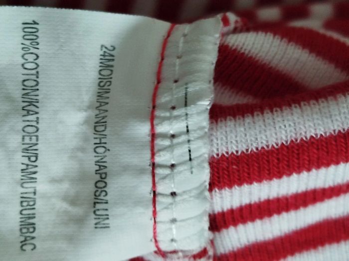 Pull léger marinière rouge et blanc taille 24 mois - photo numéro 4