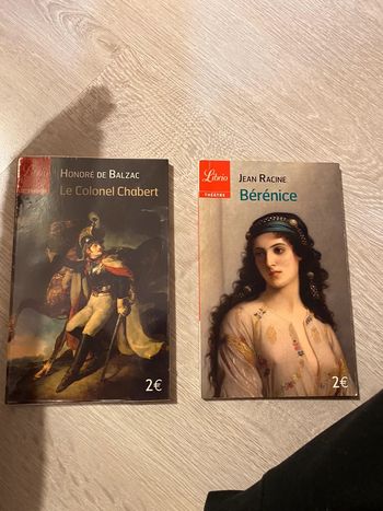 Lot de 2 livres de Jean Racine (Bérénice et colonel chabert)