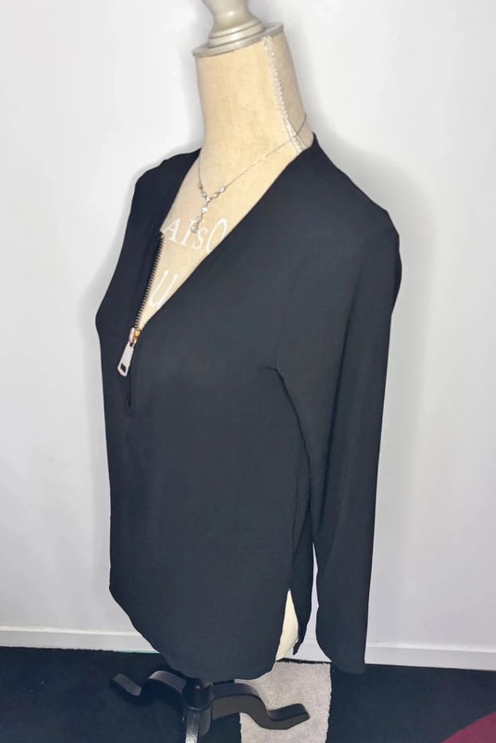 🌸 blouse noire fluide avec fermeture éclaire #rptamar - photo numéro 6