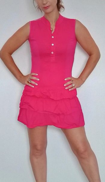 Robe d été volantée rose vif taille unique