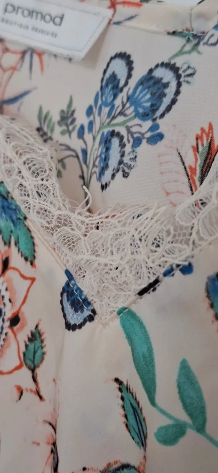 Caraco bohème chic à imprimé floral – dentelle délicate - photo numéro 6