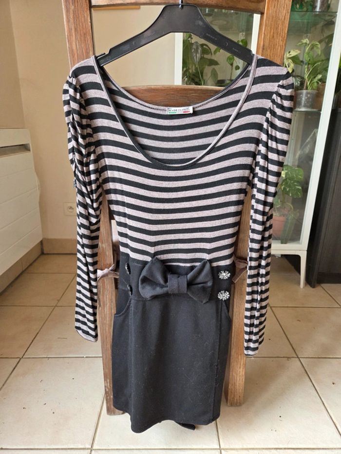 Robe noir rayé gris/marron