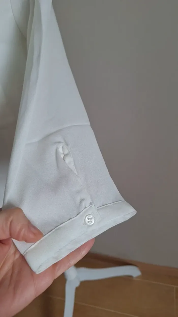 Blouse doublée blanc cassé manche 3/4 kiabi 38 - photo numéro 3