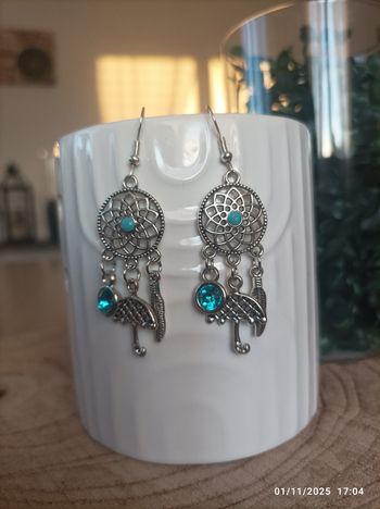 🌺 Boucles d'oreilles bohème argentées