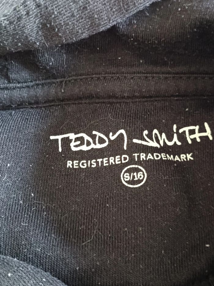 Sweat noir à capuche Teddy Smith logo discret - photo numéro 3