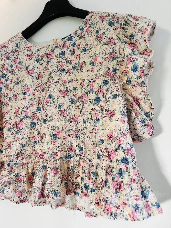 Haut top Zara à sequins liberty taille L - photo numéro 3
