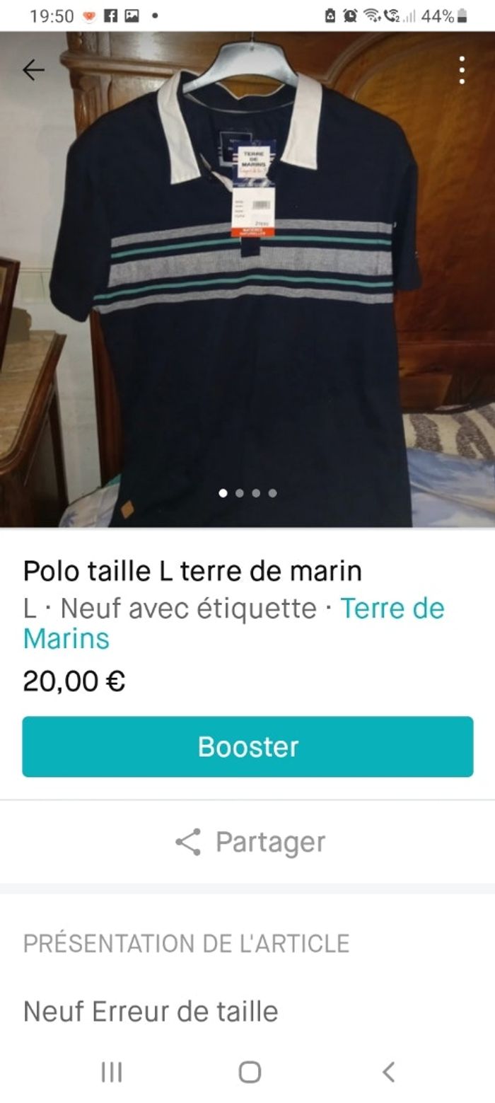 Polo terre marin taille L