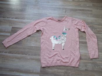 Pull rose lama magique Kiabi (2) 12 ans